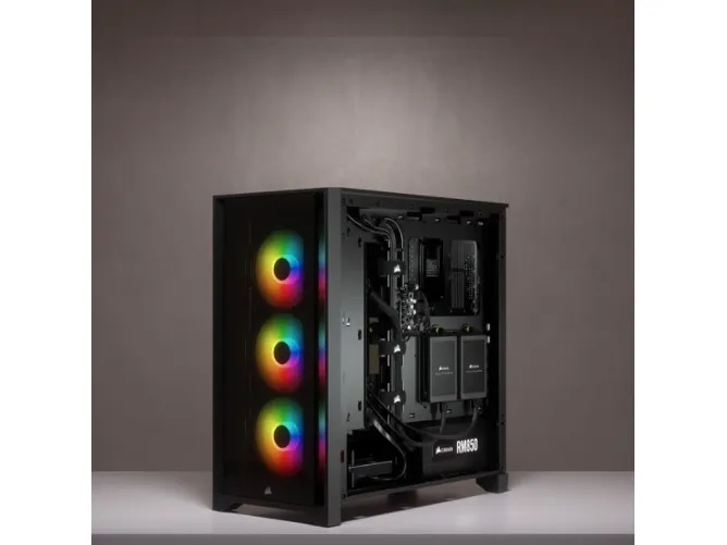 CORSAIR | iCUE 4000X RGB – Miditower - ATX - ingen strømforsyning - Sort - USB/Lyd