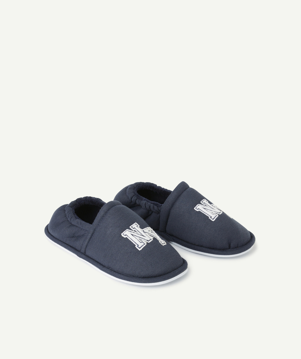 chaussons garçon bleu marine avec message new york brodé