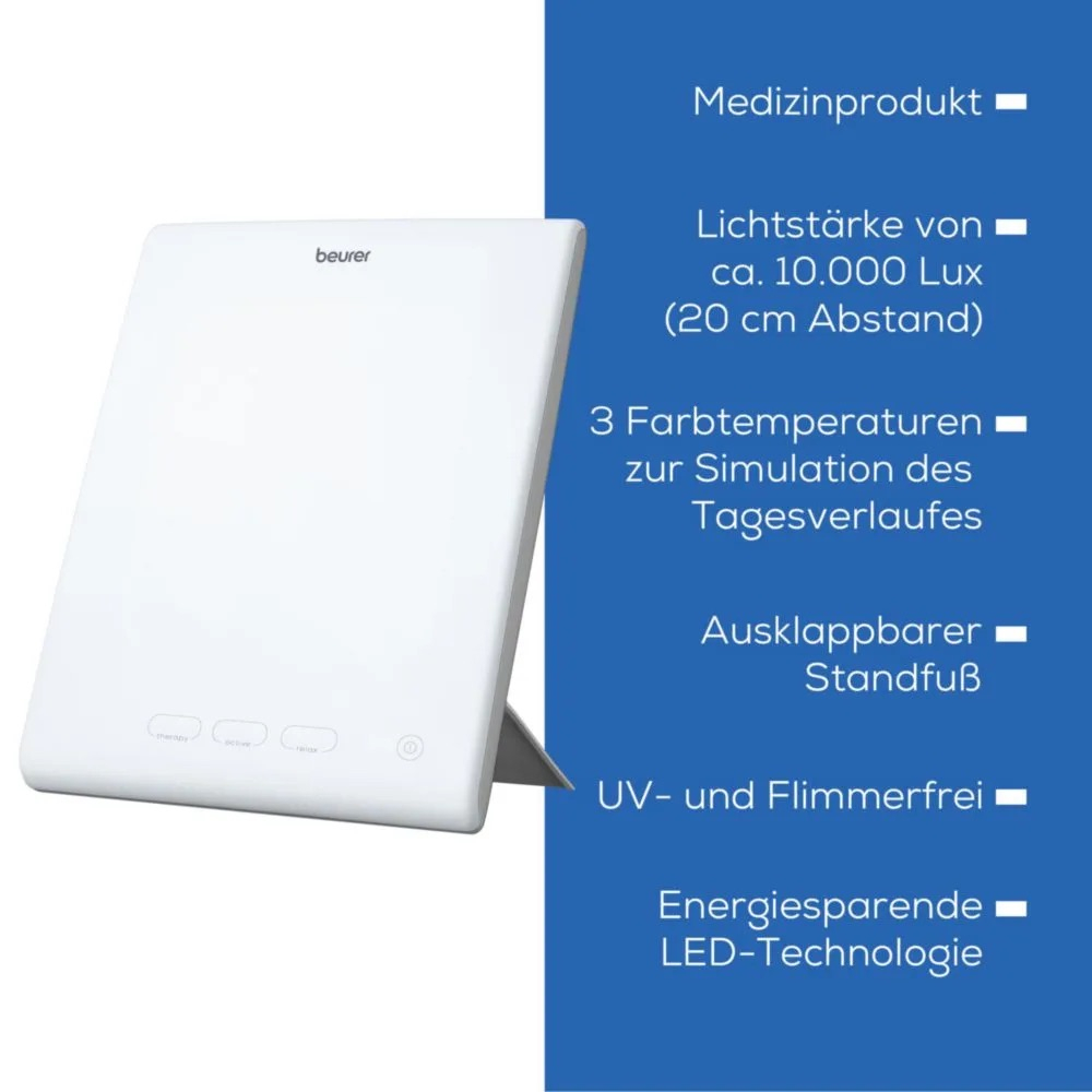 TL 45 Perfect Day Tageslichtlampe Lichttherapie zur Tageslicht Simulation mit 3 Lichtstufen (60813) - Weiss