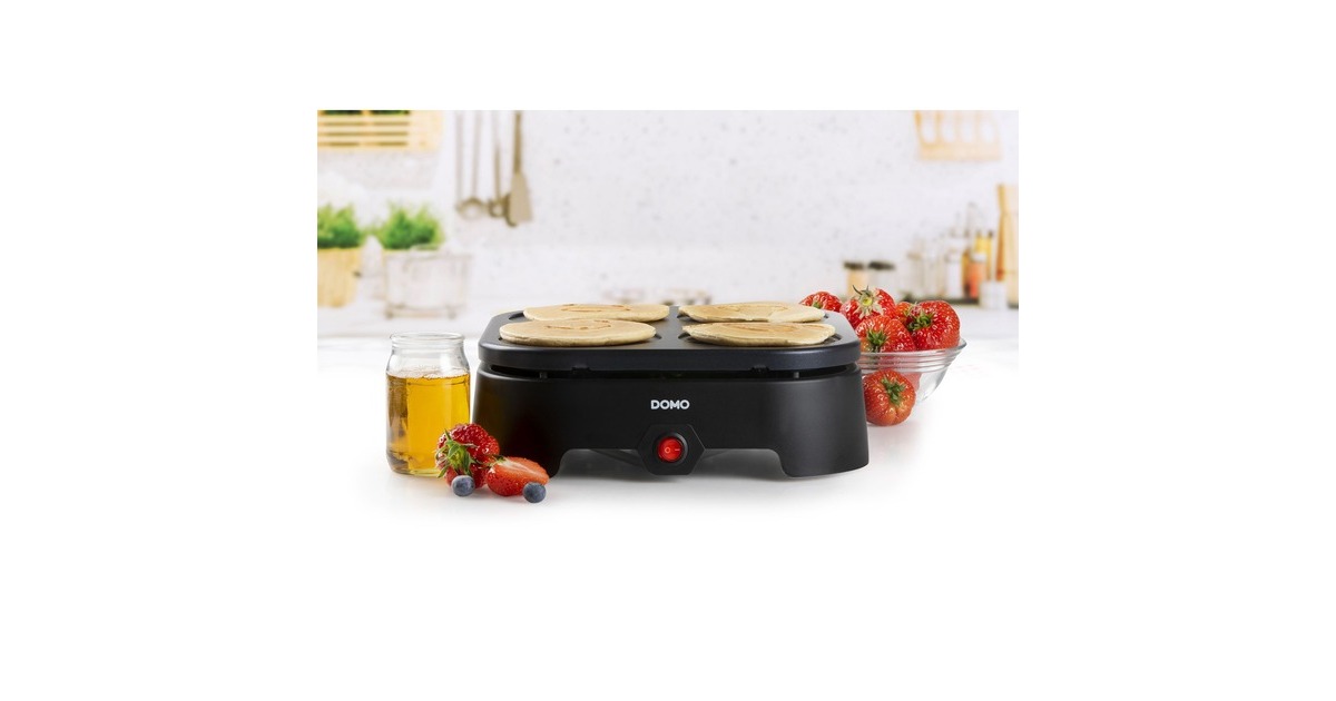 DomoPannenkoekenplaat 'Emoji party' DO8718P pannenkoekmaker  (Zwart)