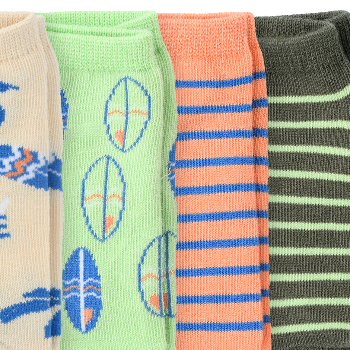 Famy 5 Paar Jungen Sneaker-Socken im Set orange / creme / hellgrün