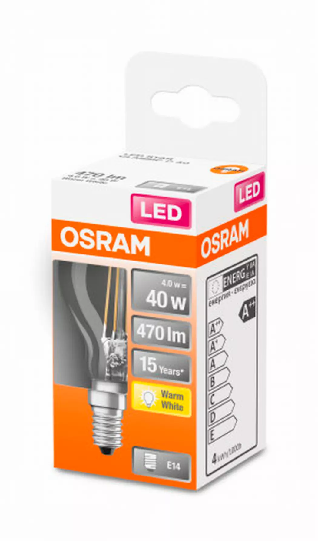LED Tropfenform E14/4 Watt/Energie E