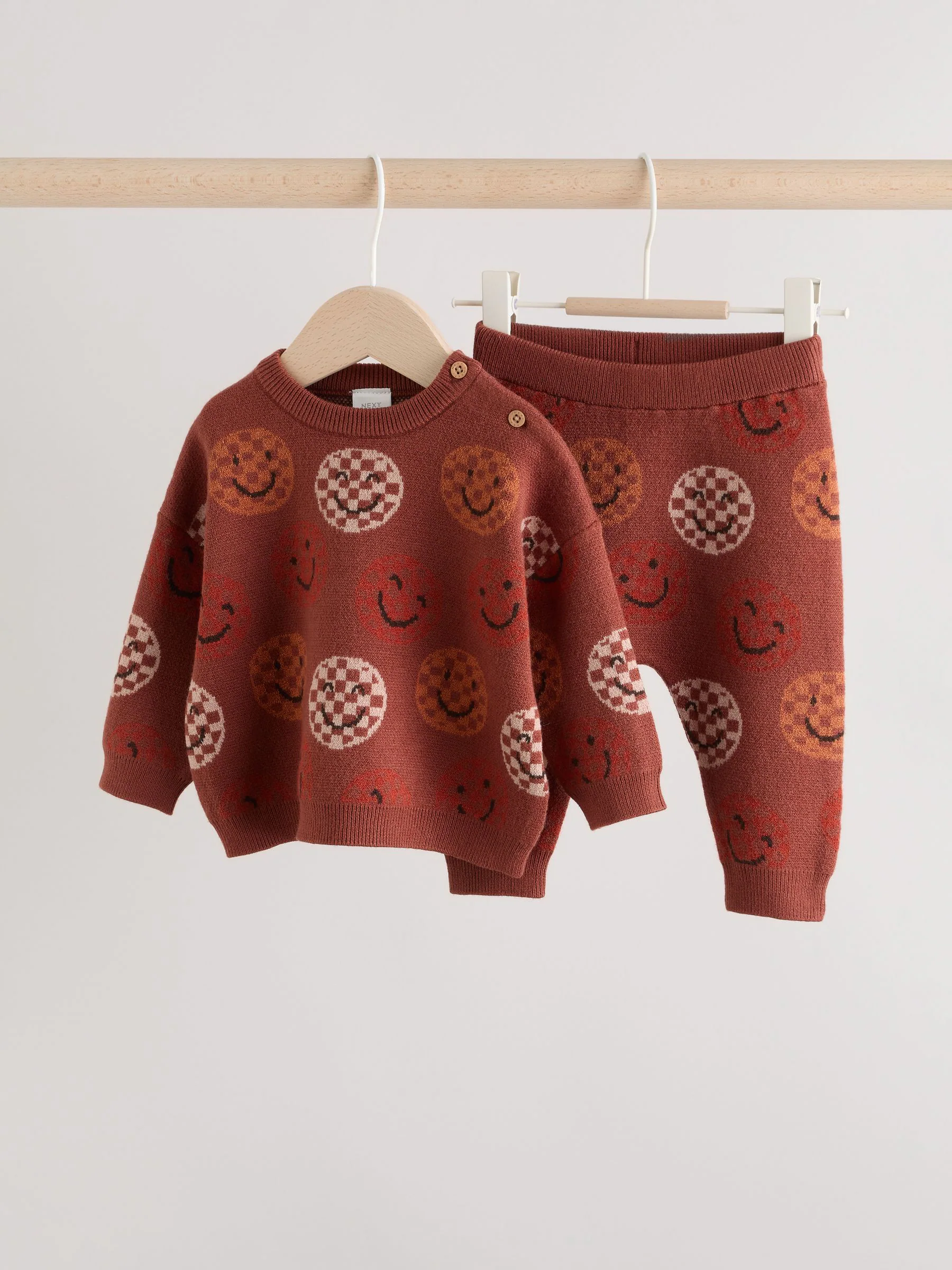 Roestbruin - Babyset van gebreide top en legging (0mnd-2jr)