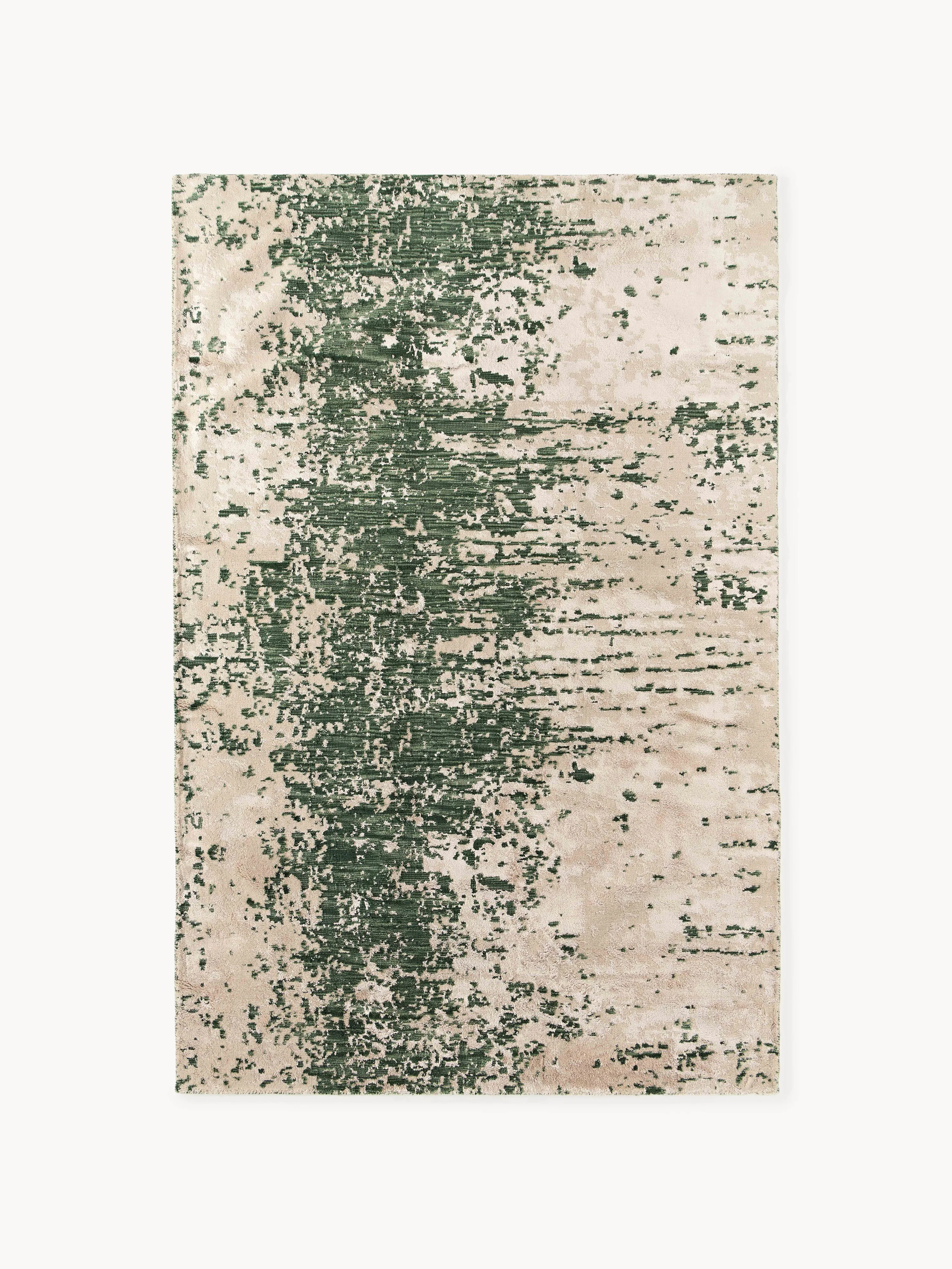 Handgeweven wollen vloerkleed Cynthia met abstract patroon