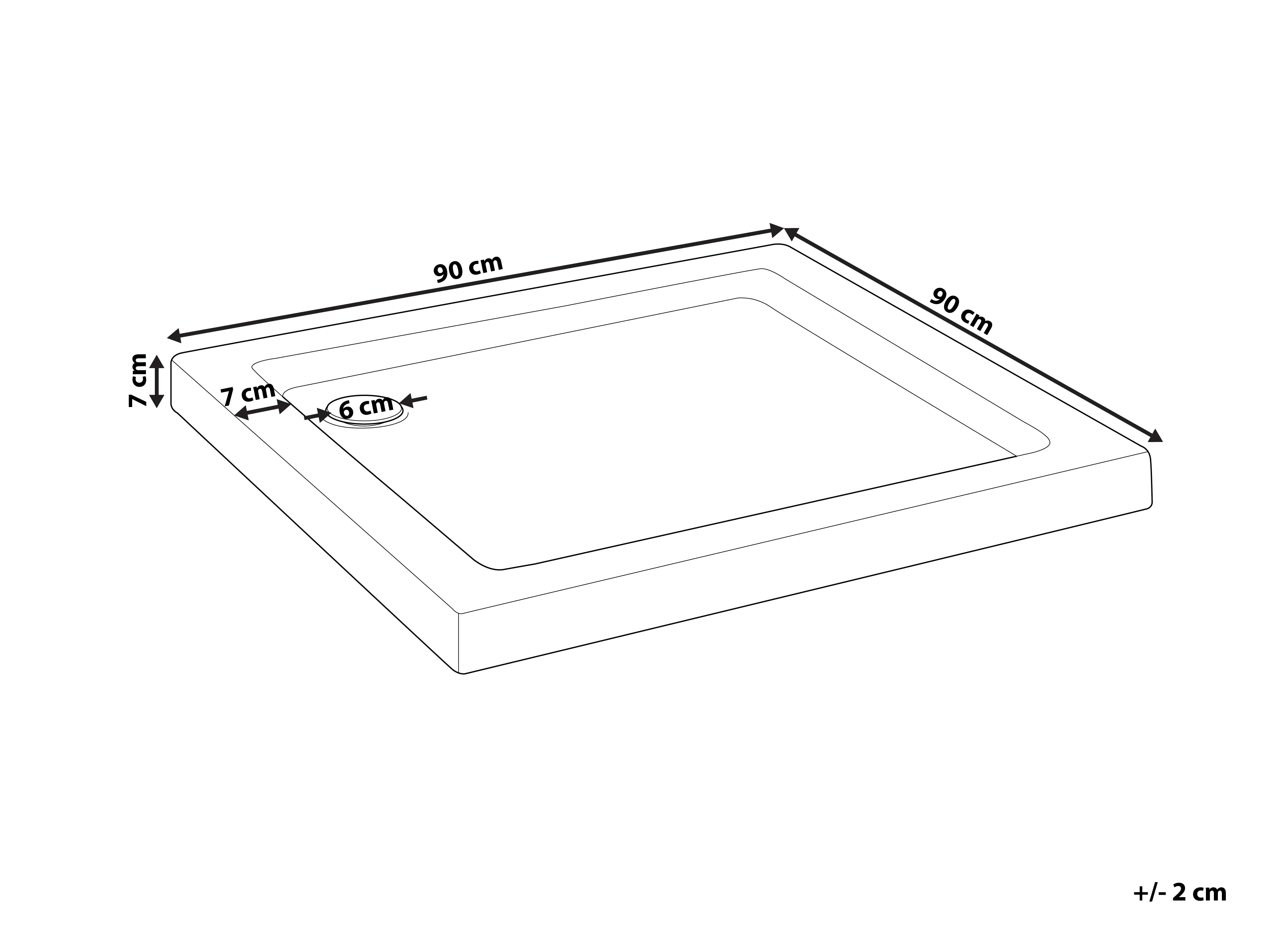 Douchebak AMPAY 90 x 90 x 7 cm Wit