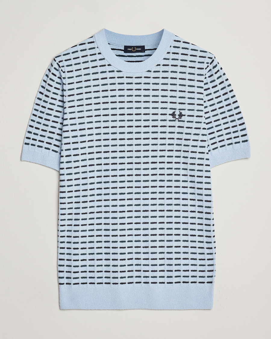 Fred Perry Bouclé Ribbed Knitted T-Shirt Light Smoke