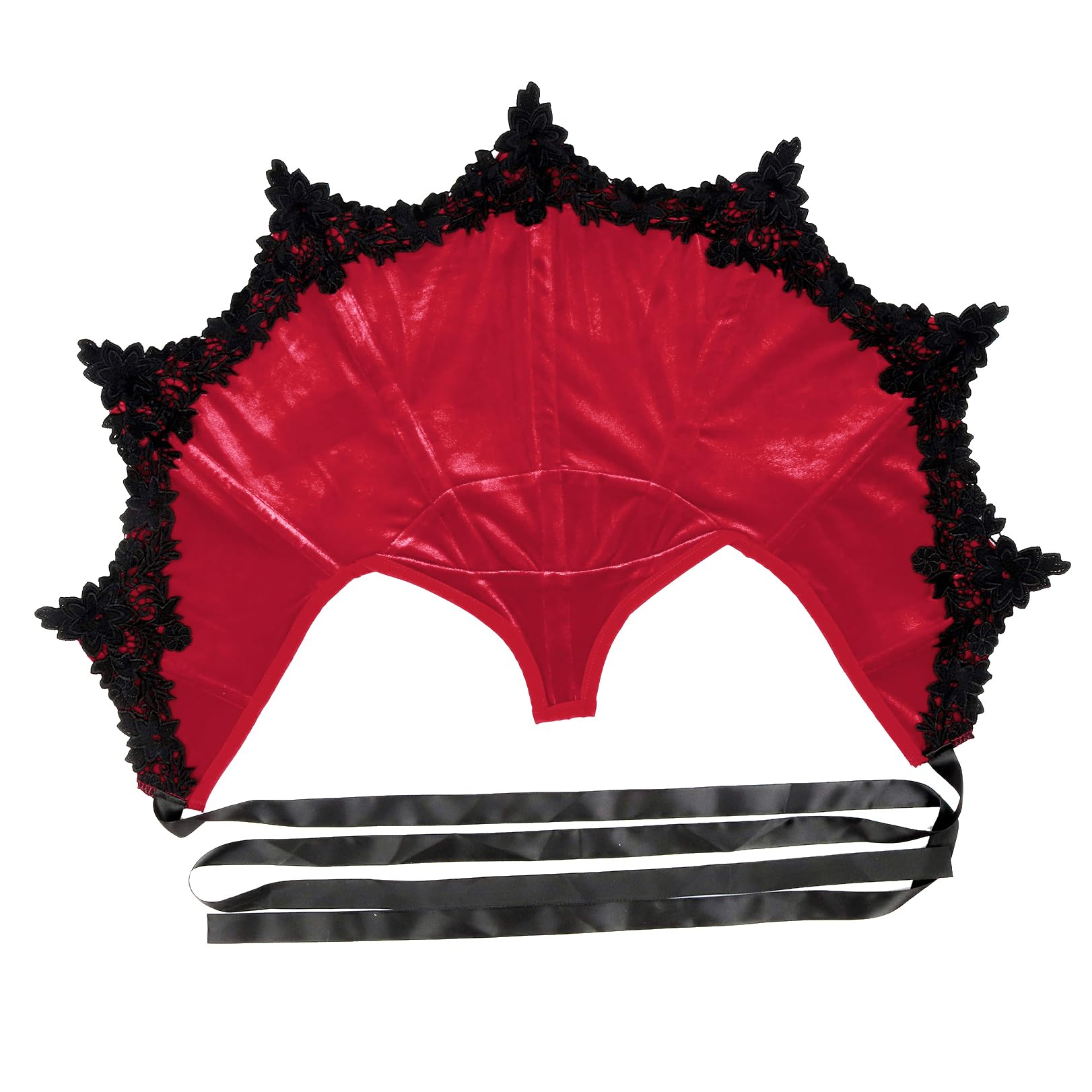 (56x31cm) Spitzen Stehkragen Halloween Vampir Kostüm Zubehör Motto Party Accessoire Fasnachts Foto Requisite - Schwarz / Rot