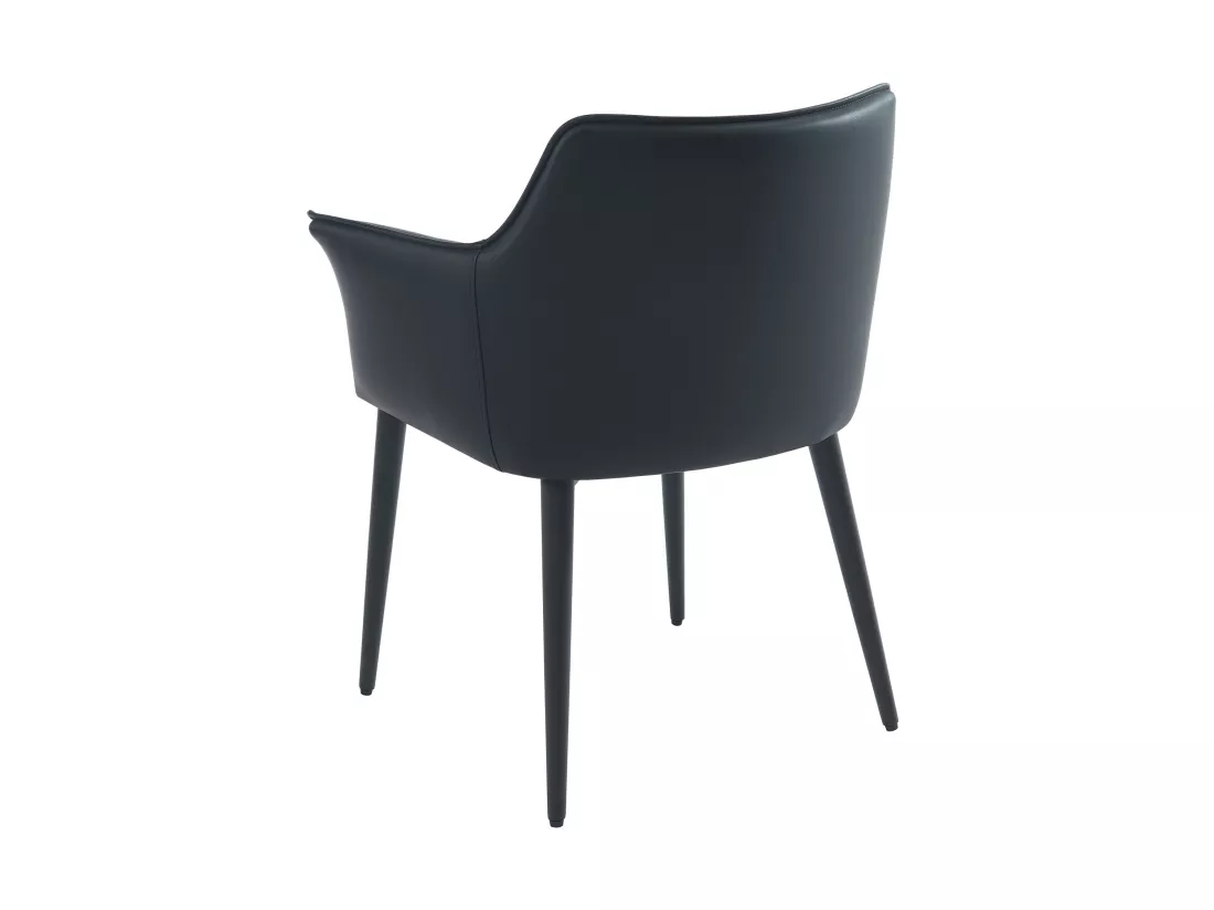 Lot de 6 chaises avec accoudoirs en simili et métal - Noir - MIALOV