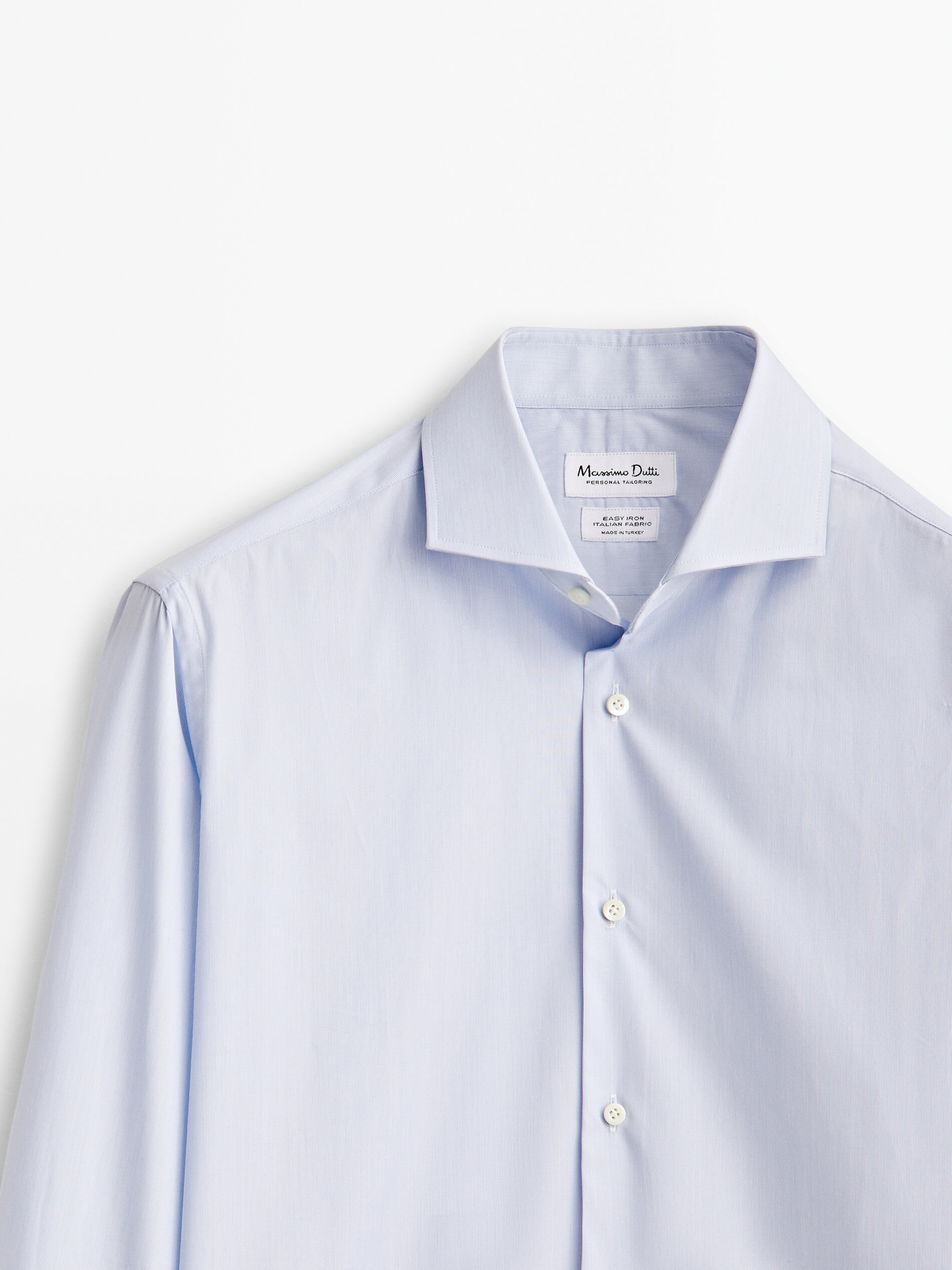 Camisa slim fit com micro listras, fácil de passar - CELESTE