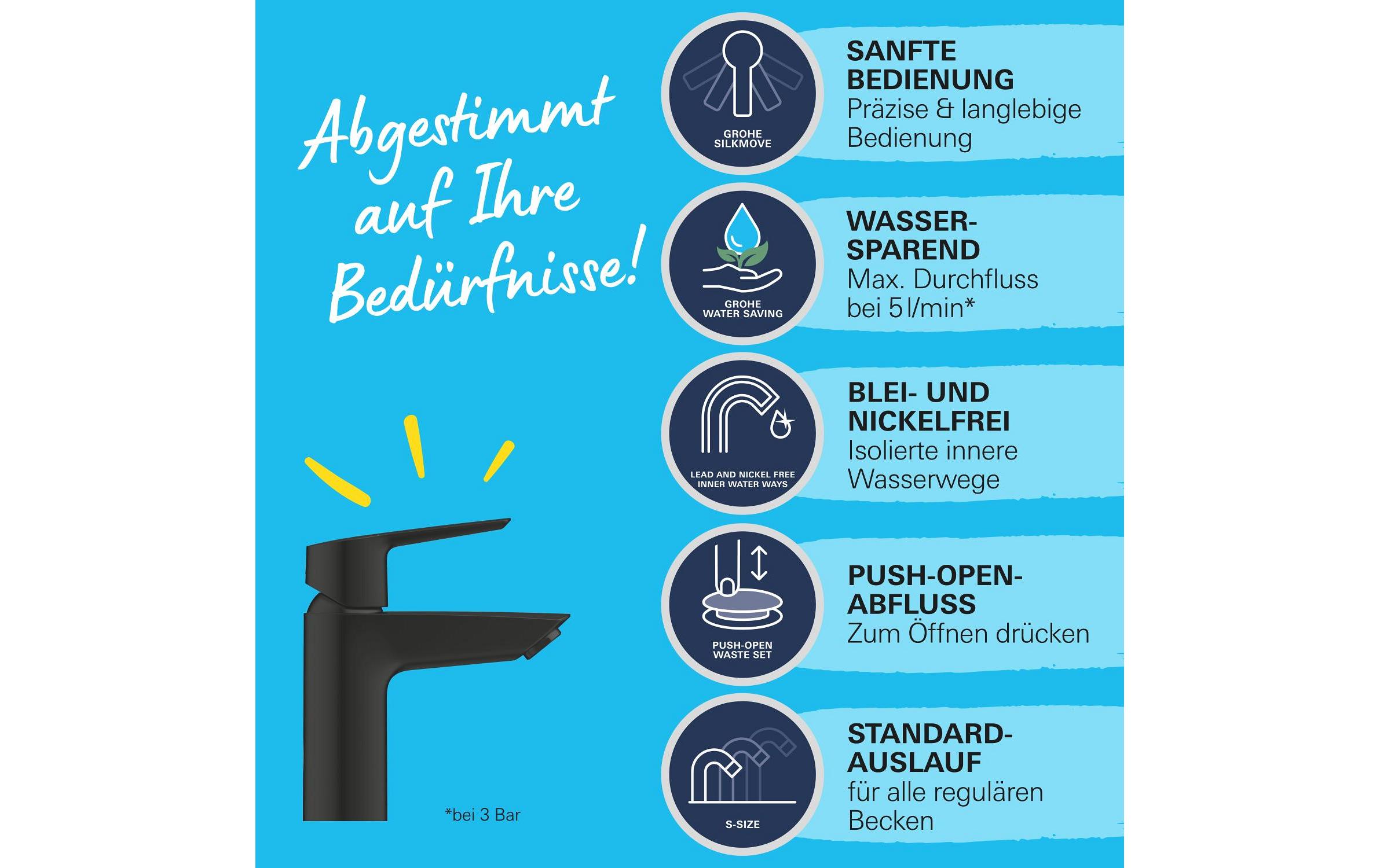Lavaboarmatur Start S-Size Mattschwarz<br>Einhebelarmatur