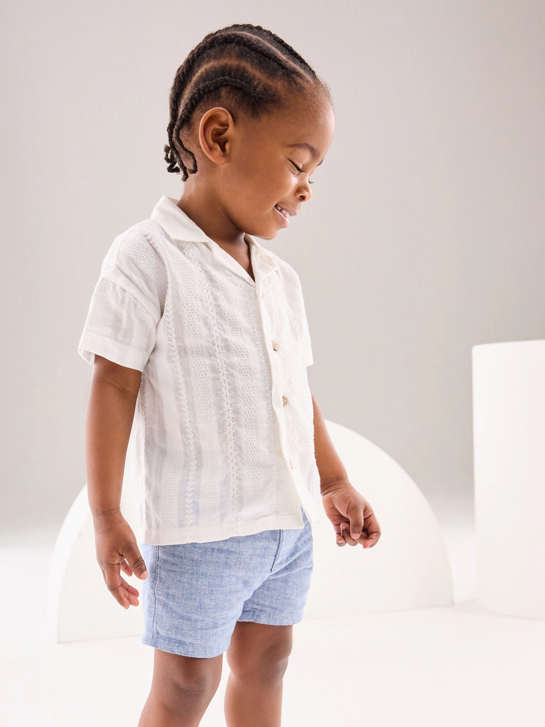 Chambray blauw - Chinoshort (3 mnd-7 jr)