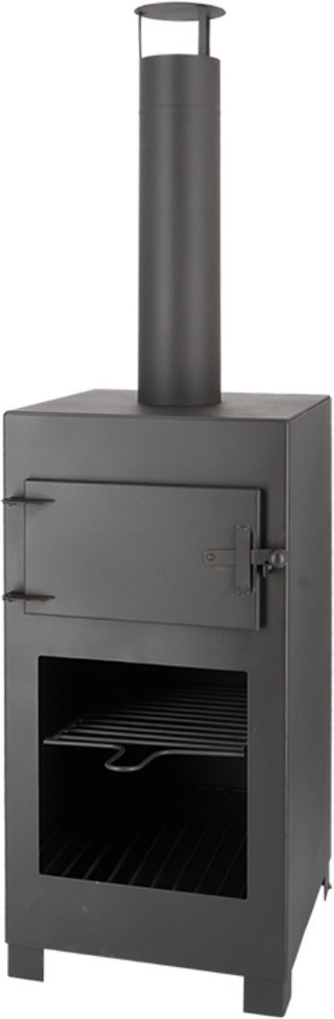 Esschert Design tuinhaard met pizzaoven Fancy Flames zwart 38 x 40,5 x 138 cm