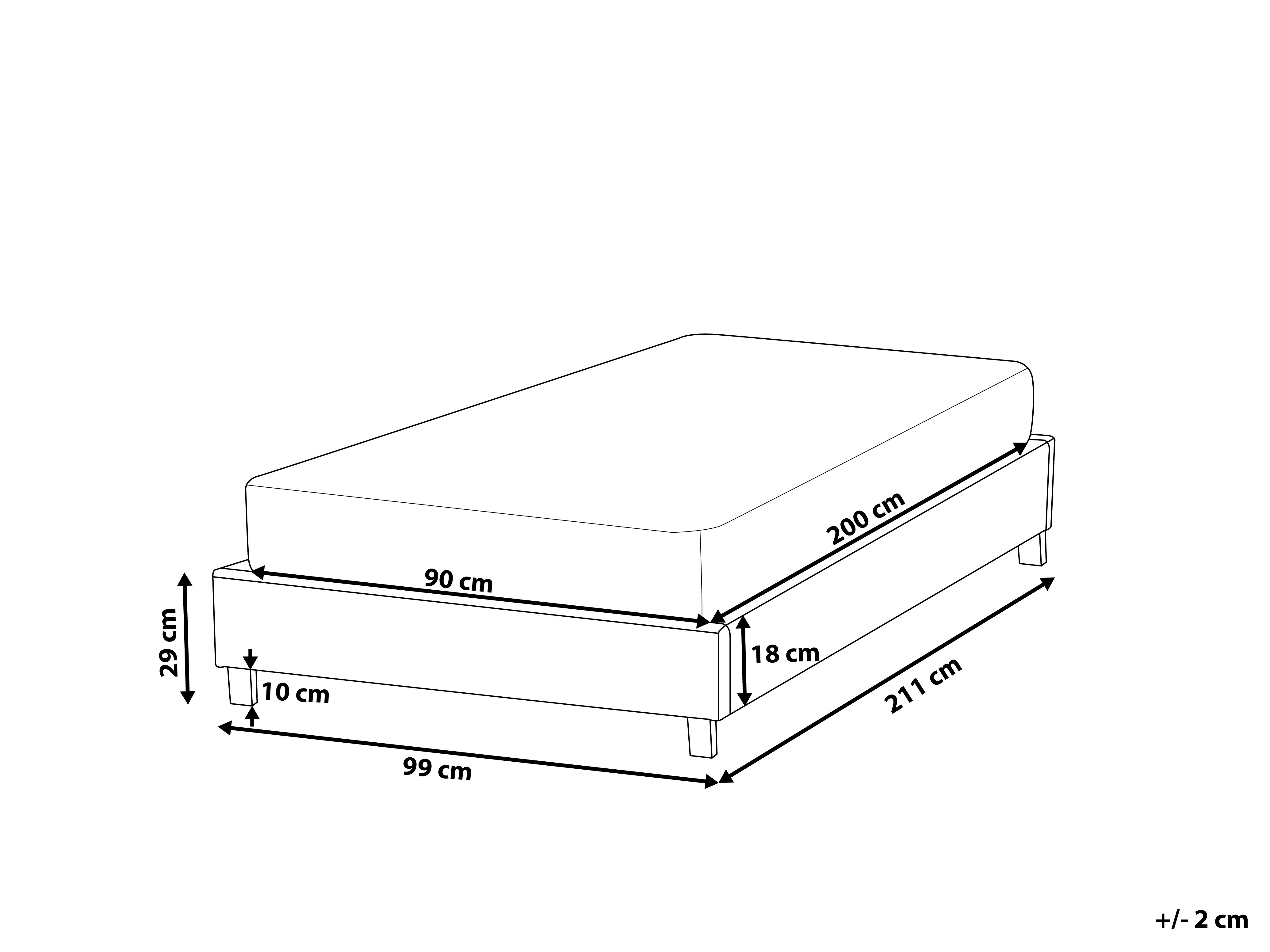 Bed zonder hoofdbord Stof ROANNE 90 x 200 cm Beige