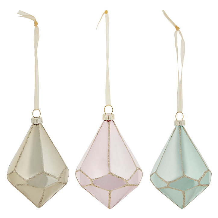 Assortiment 3 boules de noel forme diamant couleur pastel h.&àcm