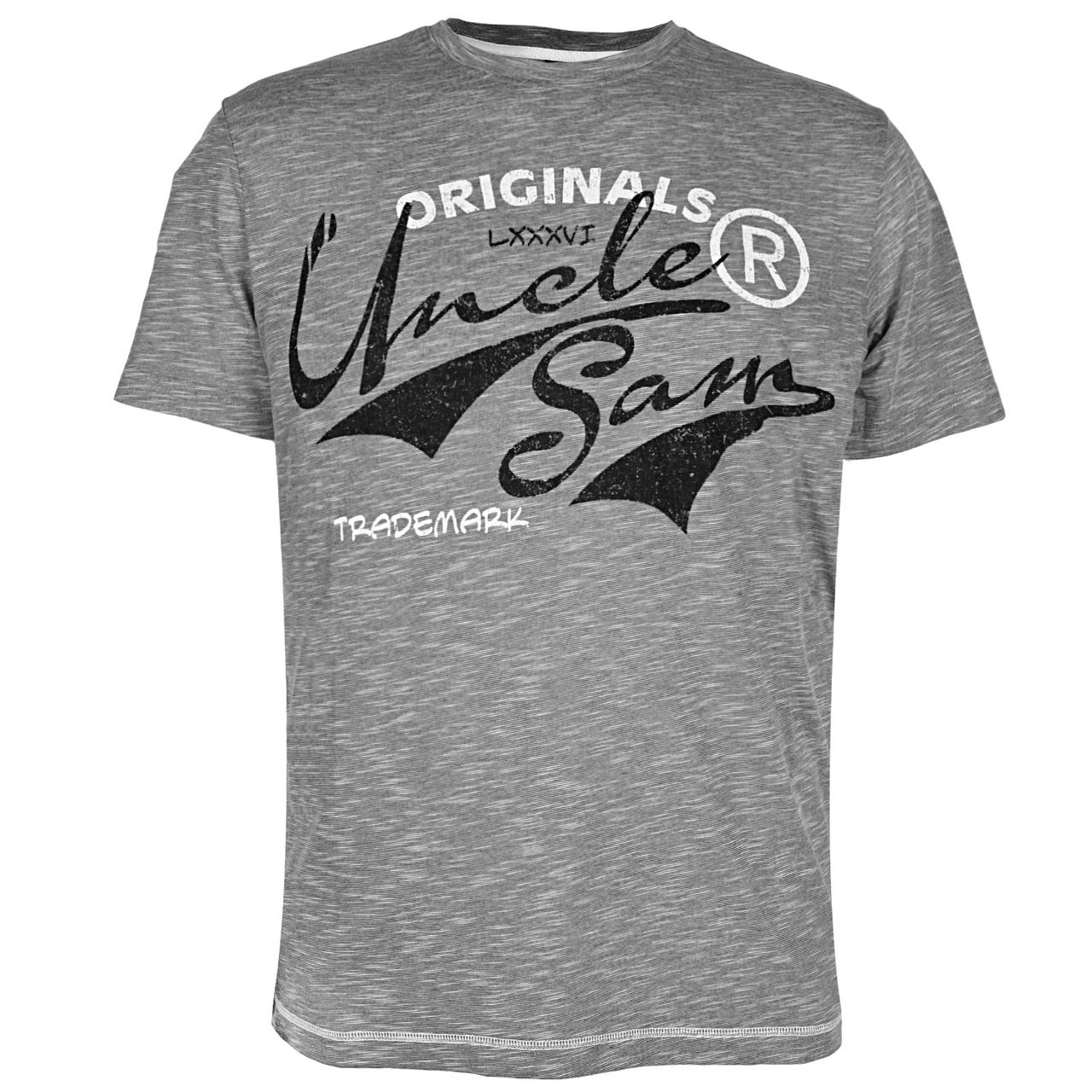 UNCLE SAM Herren T-Shirt, Vintage Druck, L, grey melange