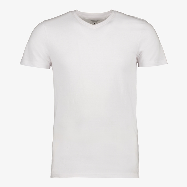 Unsigned heren T-shirt wit katoen V-hals