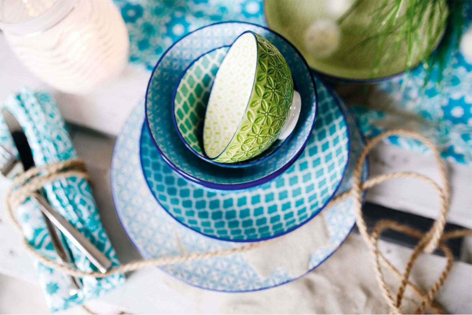 CreaTable Müslischale MEDITERRAN 4er Set 15 cm blau