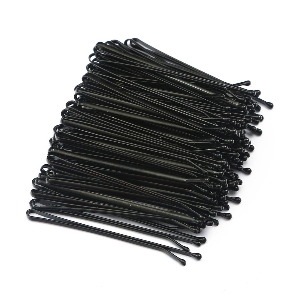(36er Set) Metall Haarklammern Bobby Pin Haarspangen mit abgerundeter Spitze - Schwarz