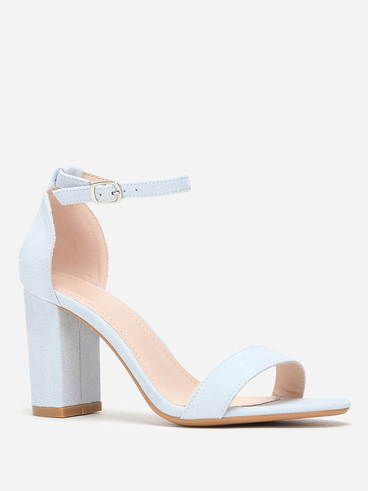 Sandales à brides et talon carré- Bleu clair