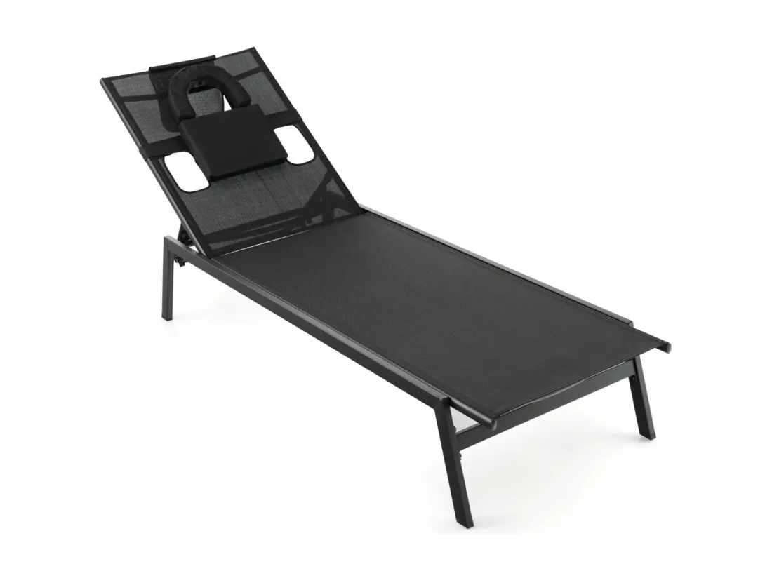 Chaise longue d'extérieur en noire 63 x 207 x 98 cm 20_0005013