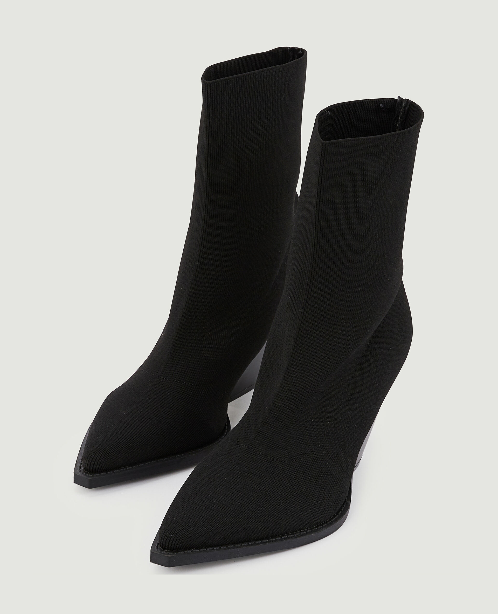 Boots façon santiags en maille textile extensible - Noir