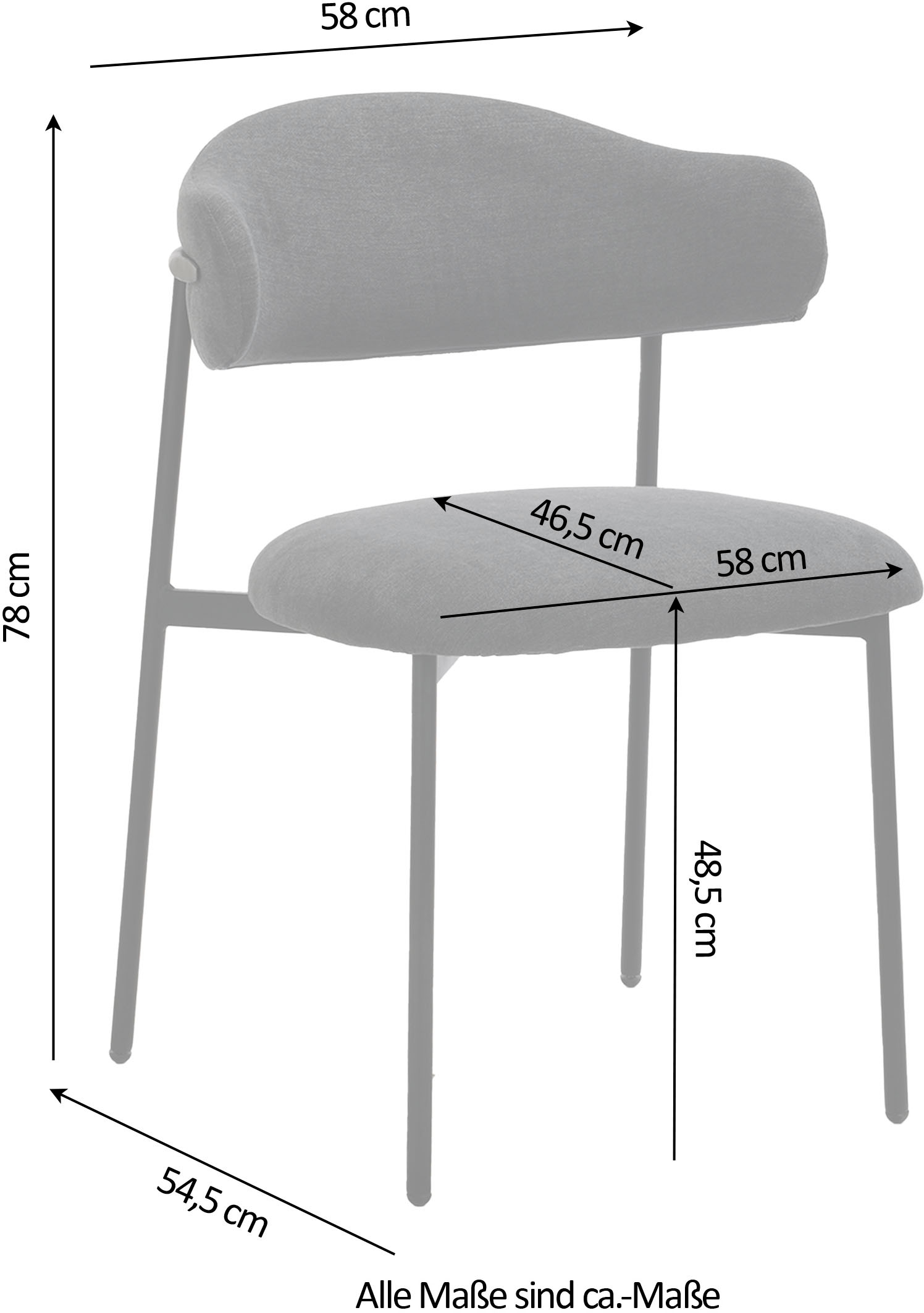 byLIVING Esszimmerstuhl »Jersey (2er-Set)« (Set) Gestell Metall schwarz, Küchenstuhl, Webstoffbezug, diverse Farben