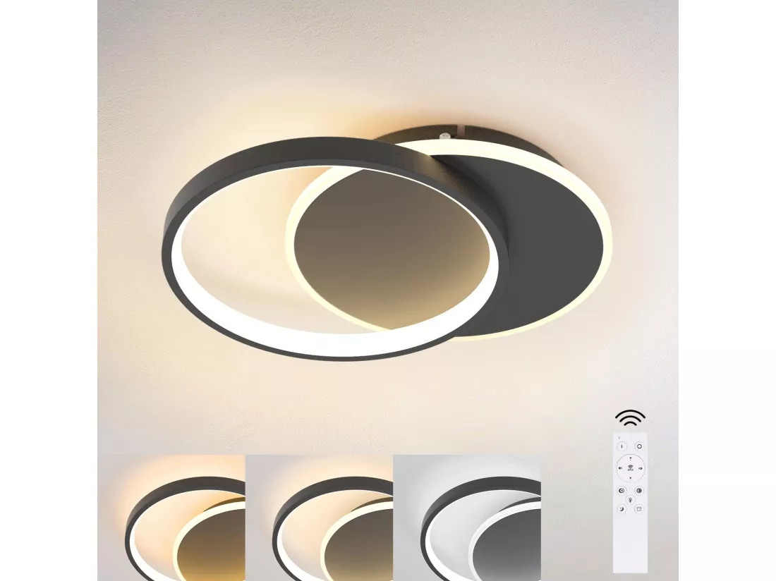 NETTLIFE Plafonnier LED Salon Dimmable Moderne Plafonnier avec télécommande pour le couloir