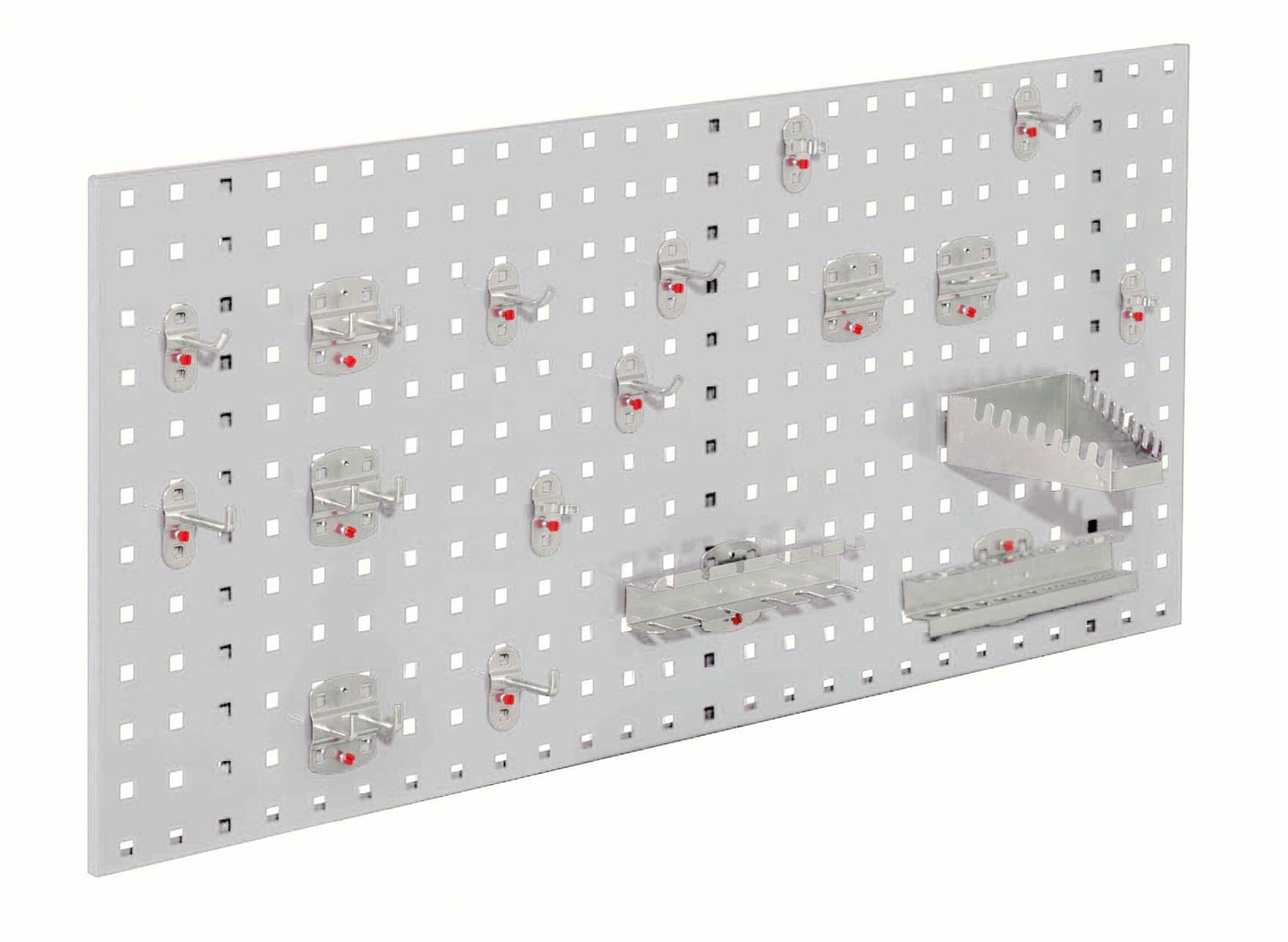 Kappes® RasterPlan Starter Set #6 1x Geperforeerde plaat 1000x450mm 1x Gereedschapshouders assortiment 18-delig Lichtgrijs RAL 7035