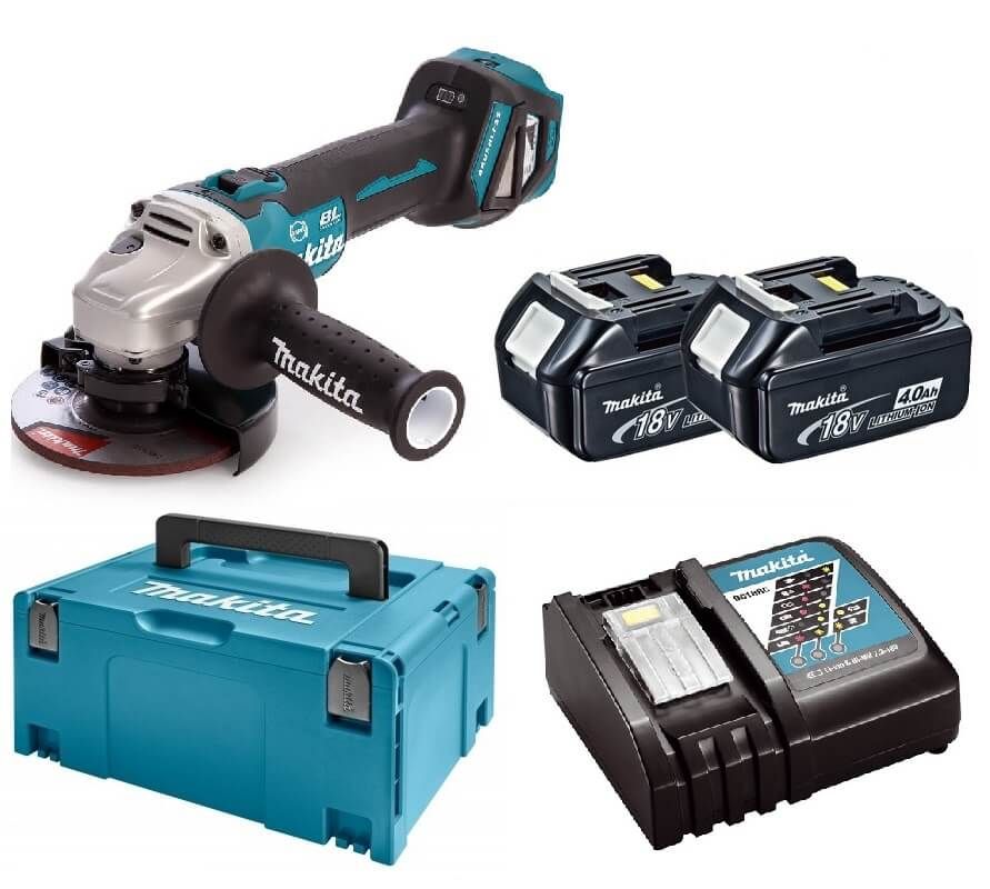 Makita DGA513RMJ 18V Li-ion accu haakse slijper set (2x4.0Ah) accu in Mbox - 125mm - koolborstelloos
