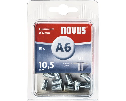 Novus blindklinkmoer M4 Ø6x10,5 mm blindklinkmoer aluminium verpakking van 10
