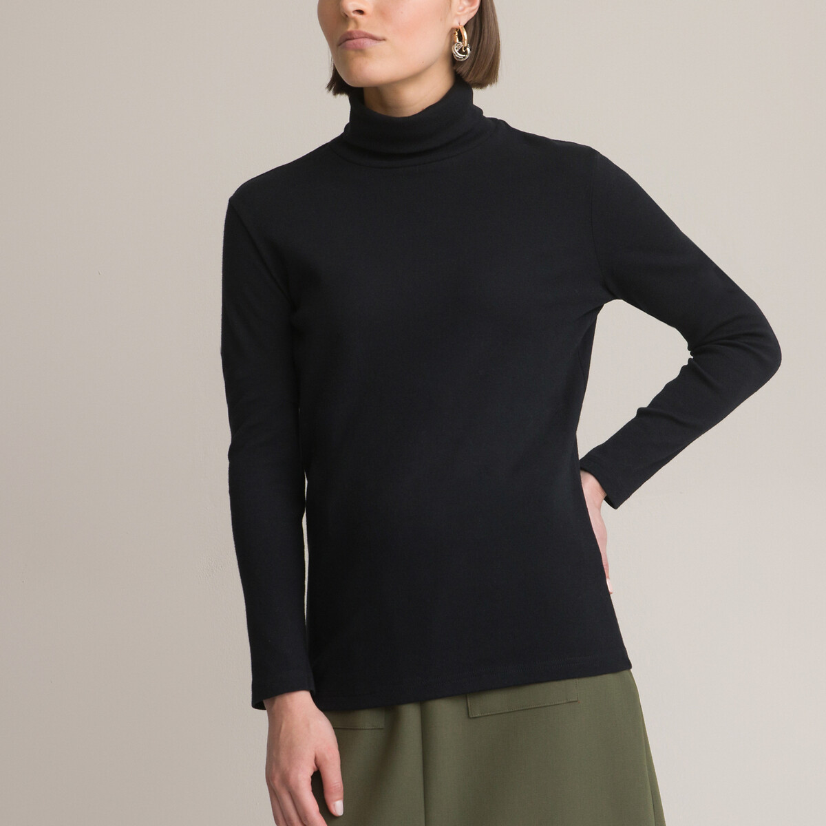 ANNE WEYBURN<br>Camiseta com gola alta e mangas compridas