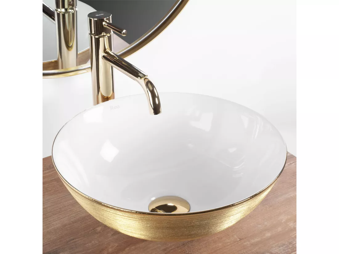 Vasque À Poser Rea Stella Brush Gold White