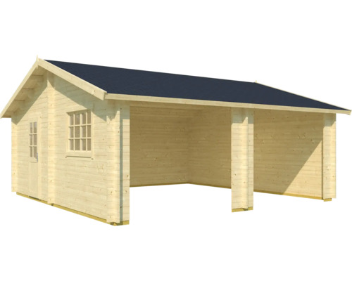 Outdoor Life Falkland dubbele garage zonder deuren, 575 x 575 cm, natuurlijke afwerking