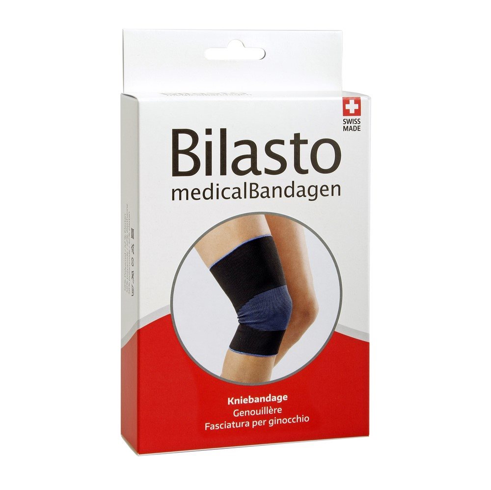 BILASTO Kniebandage S schwarz/blau 1 Stk