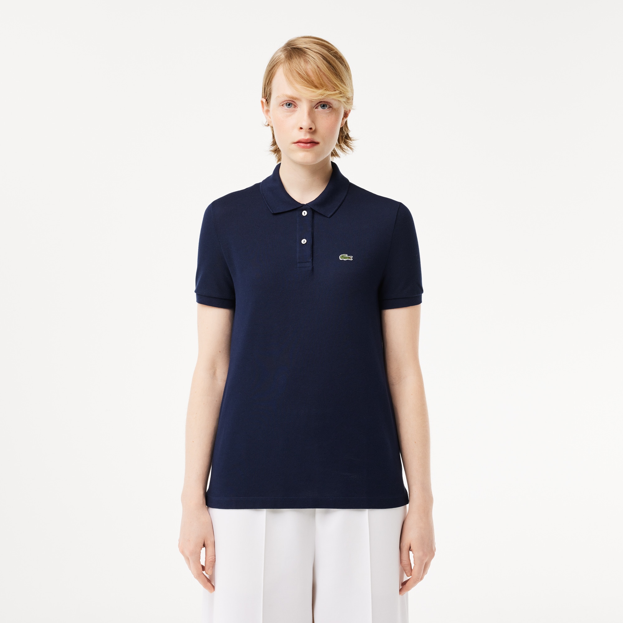 Polo regular fit Lacoste en petit piqué de coton souple Manches Courtes - Bleu - Lacoste - Femme