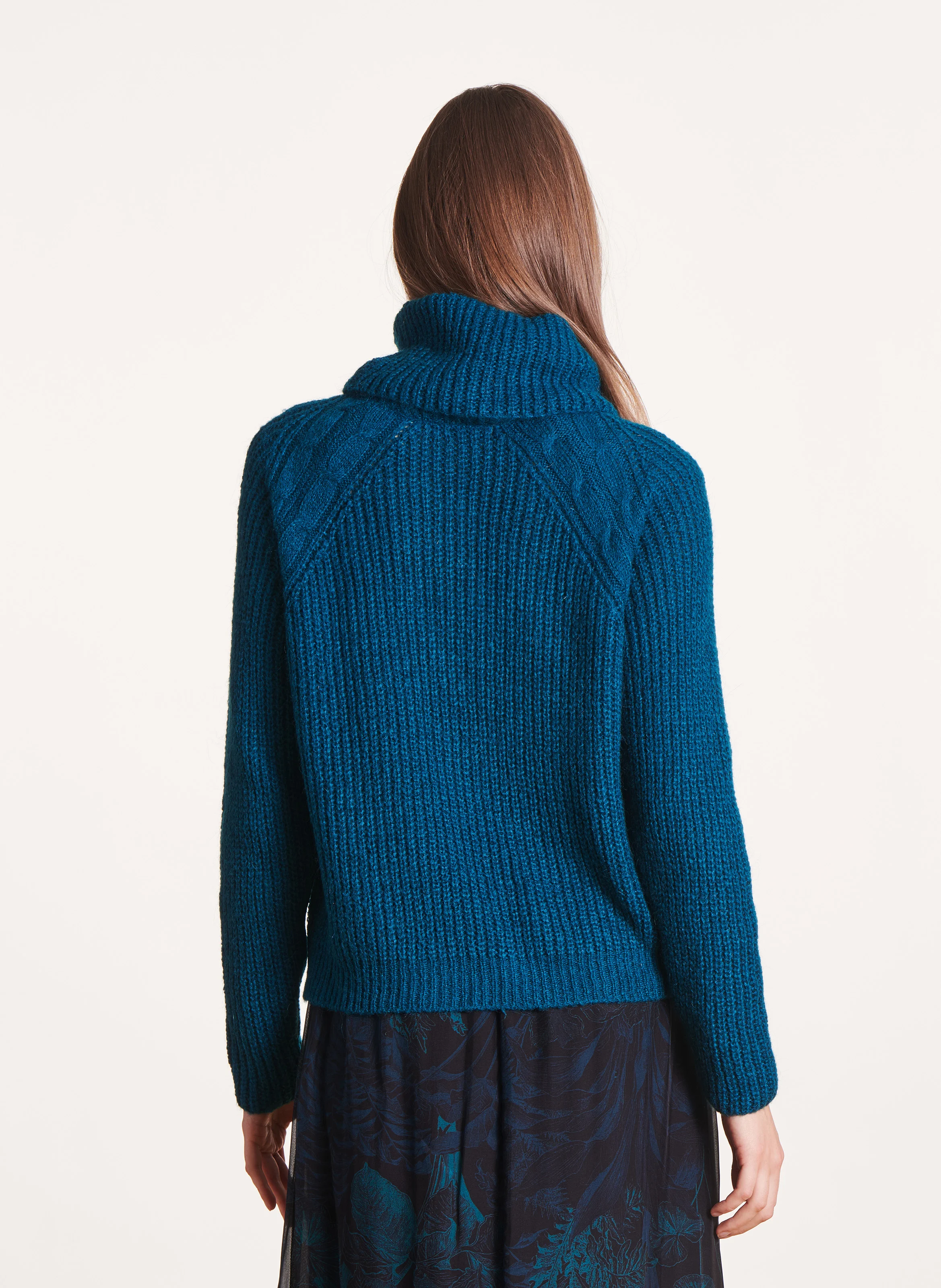 Pull tricot col roulé| Bleu