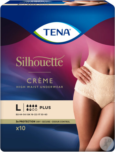 Tena Silhouette Plus Sous-Vêtements Jetables Taille Haute Couleur Crème Taille L 8 Pièces