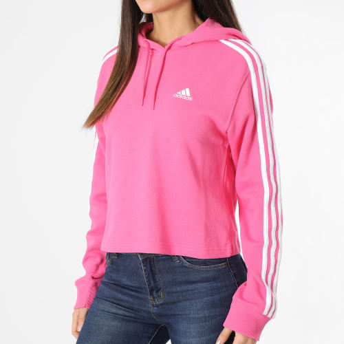 Sweat Capuche Femme A Bandes 3 Stripes IC9911 Rose