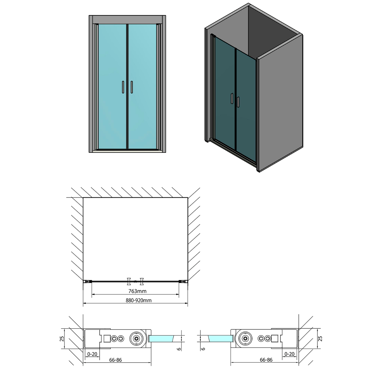 Polysan Zoom Line pendeldeur 90cm chroom