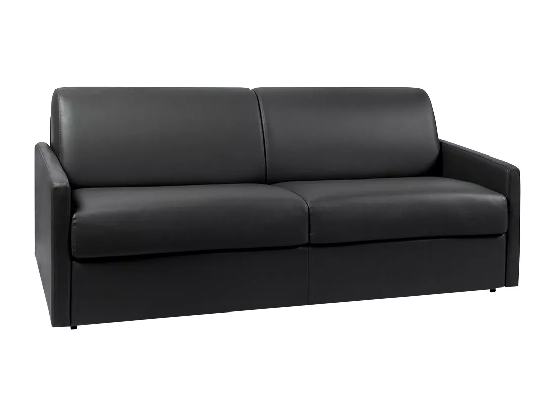 Canapé 4 places convertible express en simili noir - Couchage 160 cm - Matelas 18 cm CALIFE