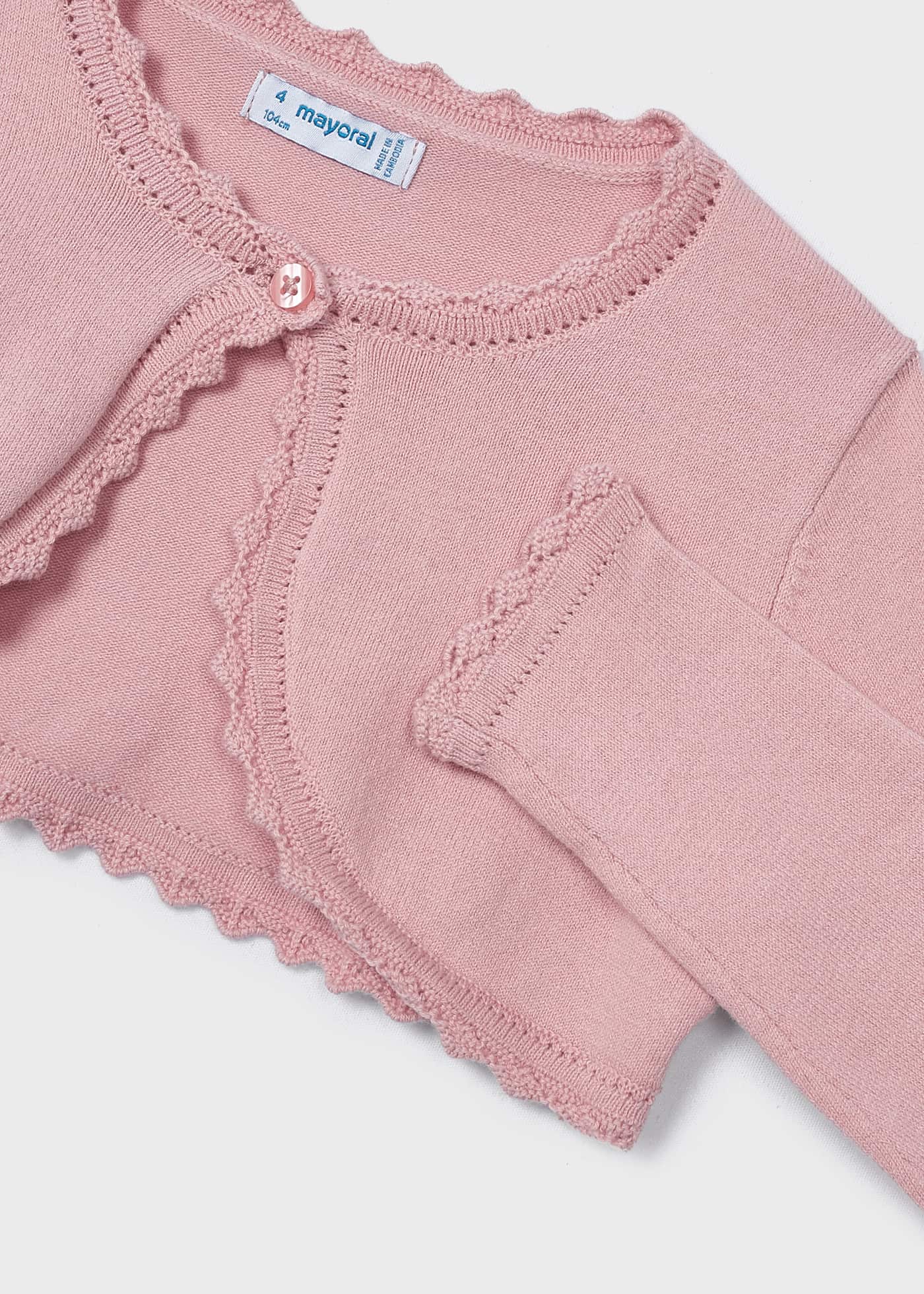 Cardigã estilo bolero em malha de algodão sustentável para meninas