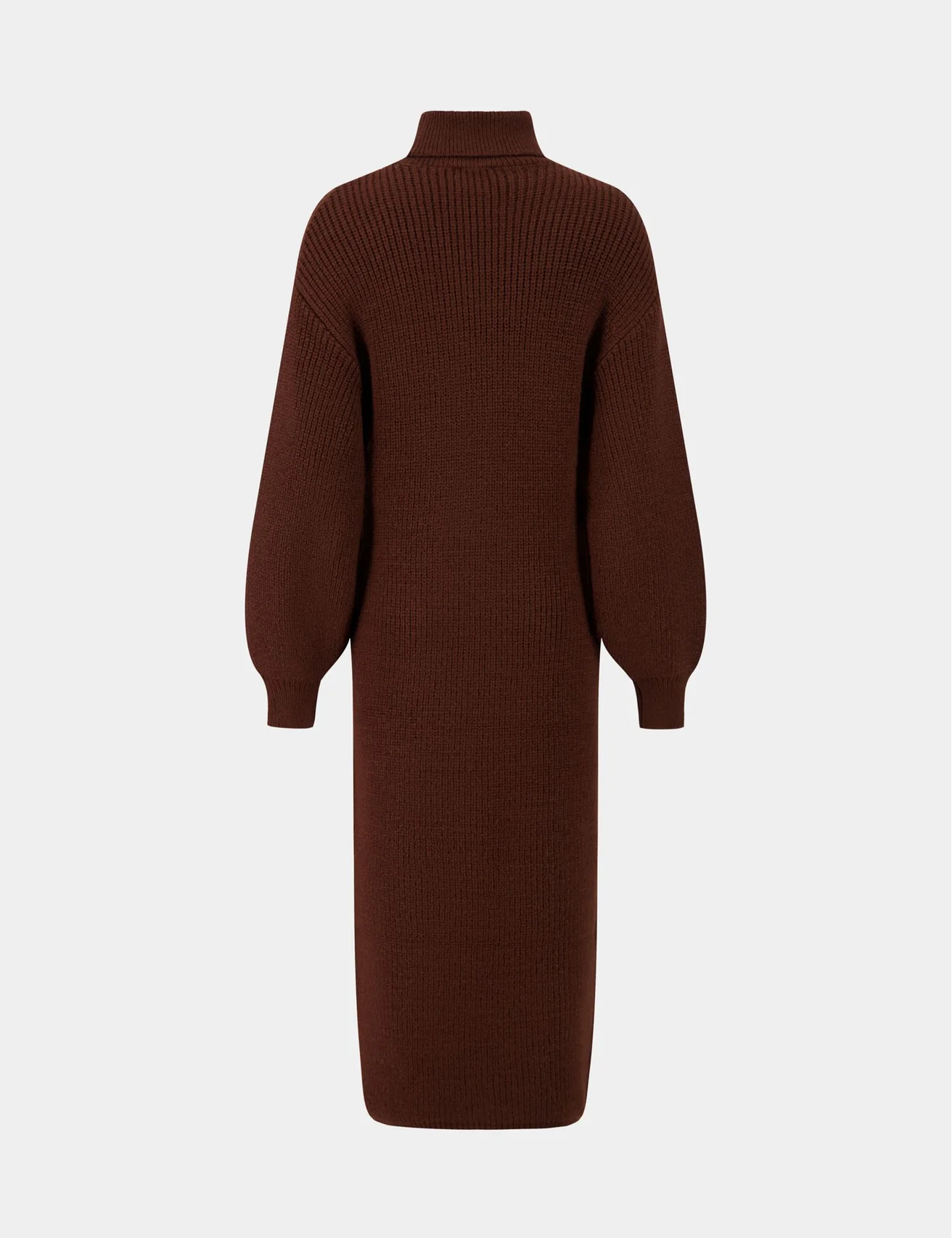 Longue robe d'hiver maille côtelée, marron foncé