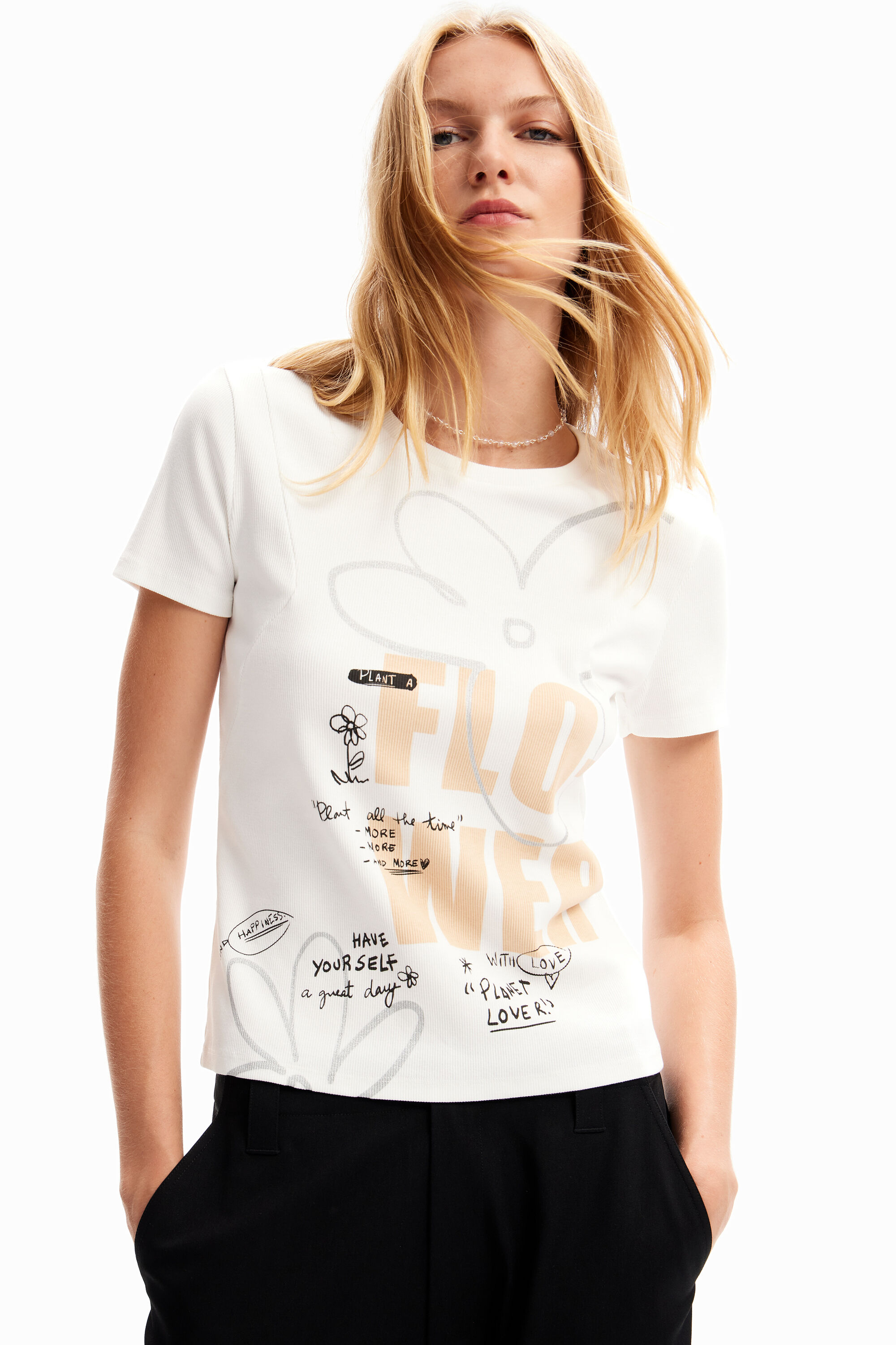 T-shirt fleur messages