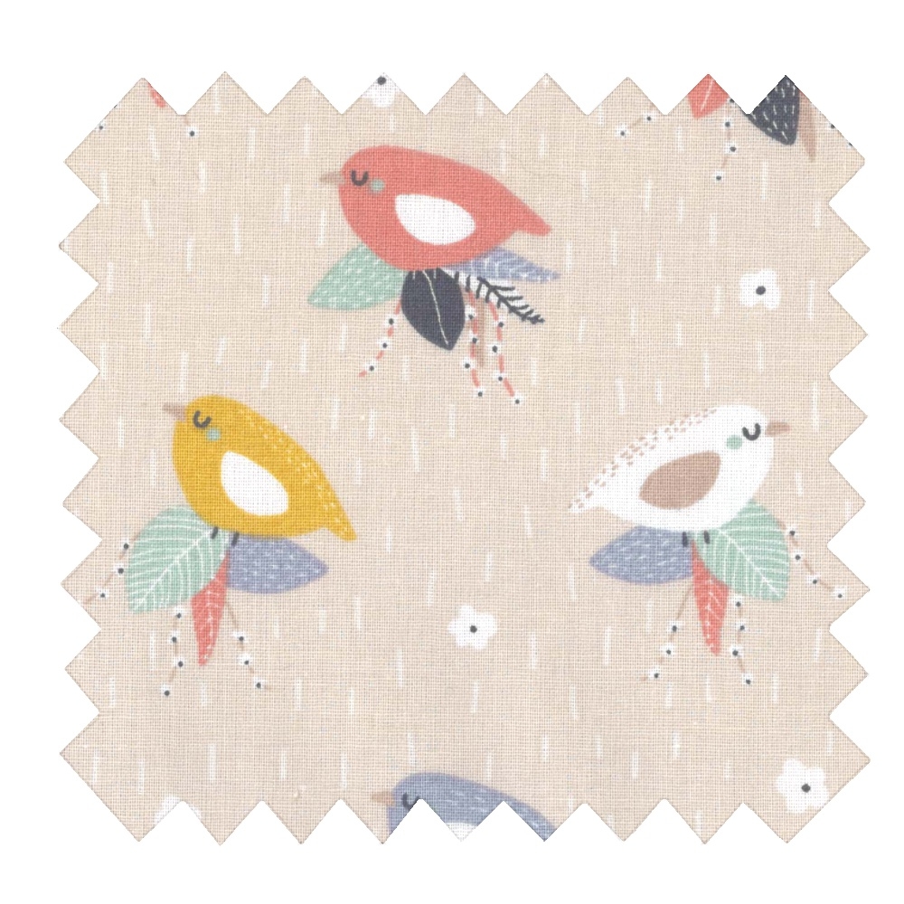 Tissu Coton Au Mètre Ex2320 Moineaux Multicolores