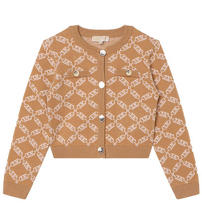 Michael Kors Cardigan - Cropped - Strik - Dark Stone/Hvid m. M?n