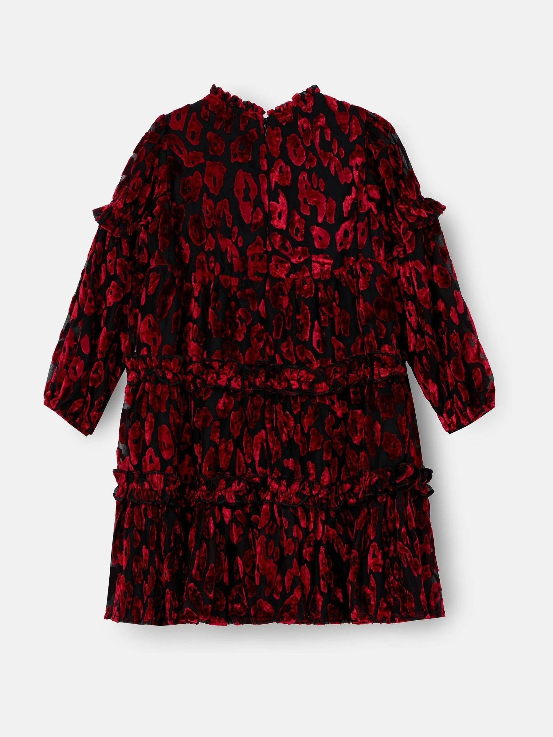 Rood - Angel & Rocket Poppy Devore Velvet Tiered Dress