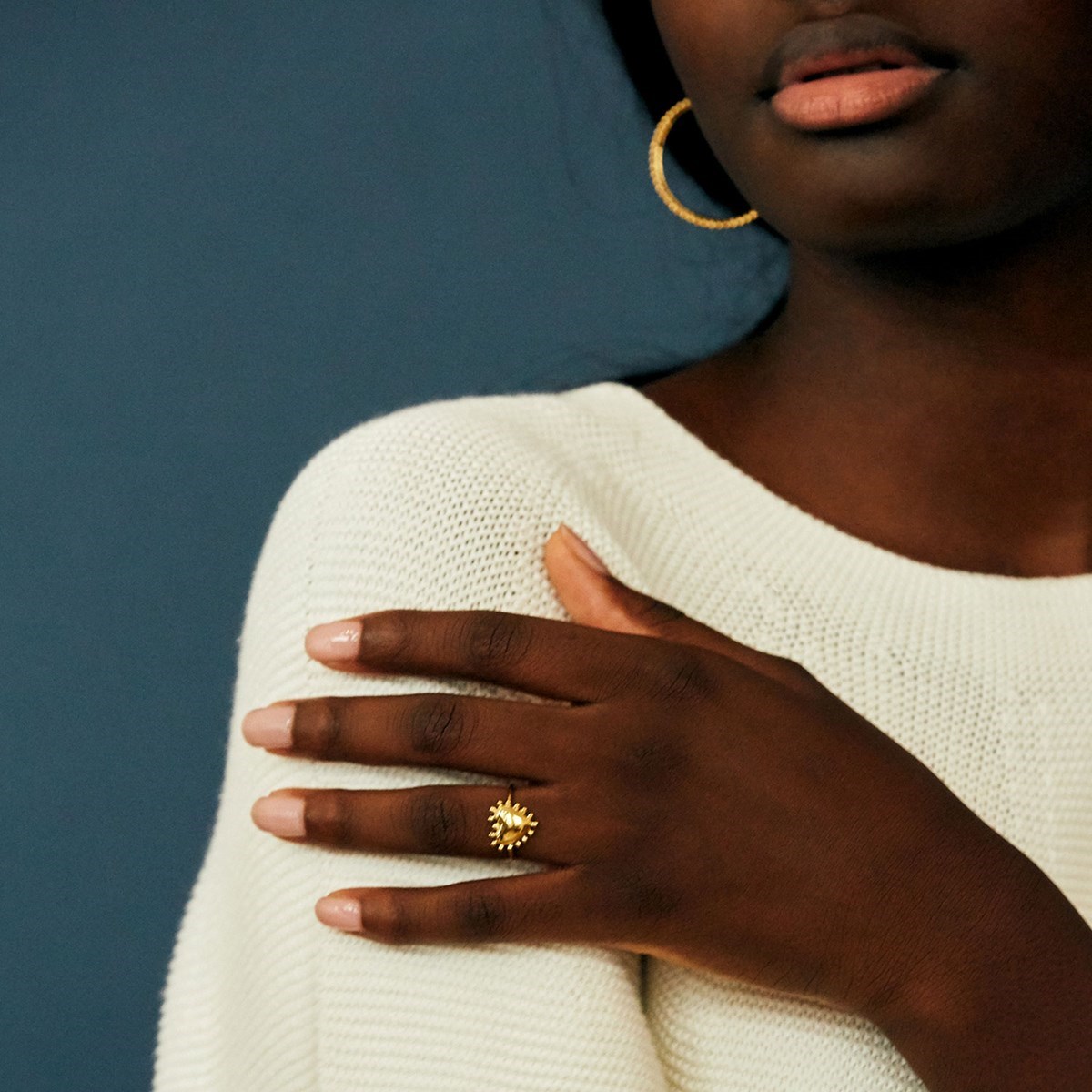Bague coeur perlé en Vermeil