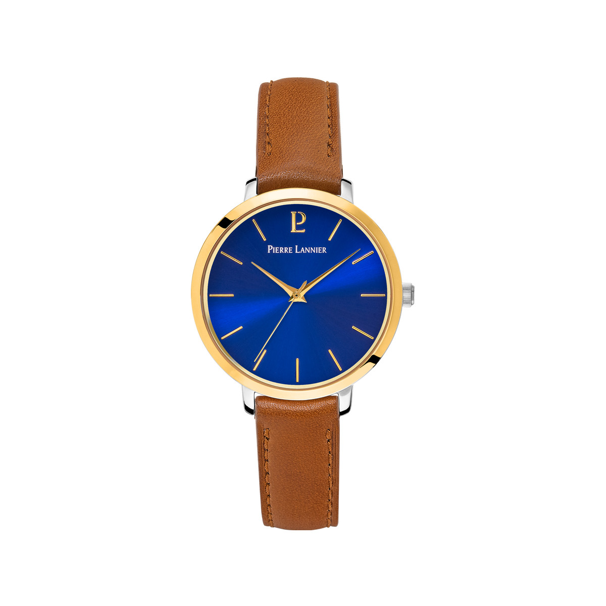 Montre PIERRE LANNIER Chouquette acier femme bracelet cuir brun