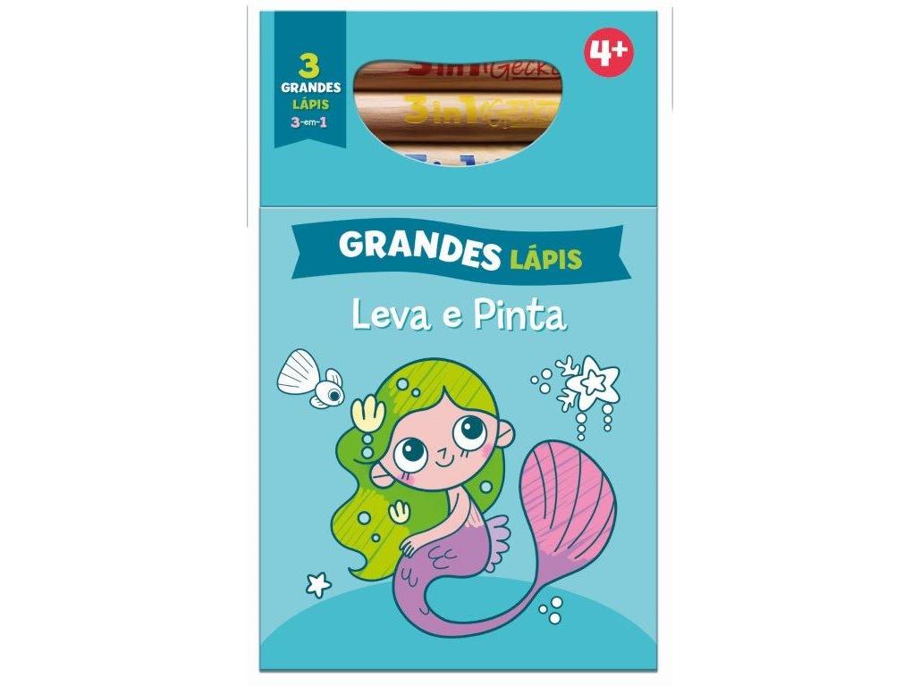 LIVRO LEVA E PINTA COM GRANDES LÁPIS AZUL-SEREIA