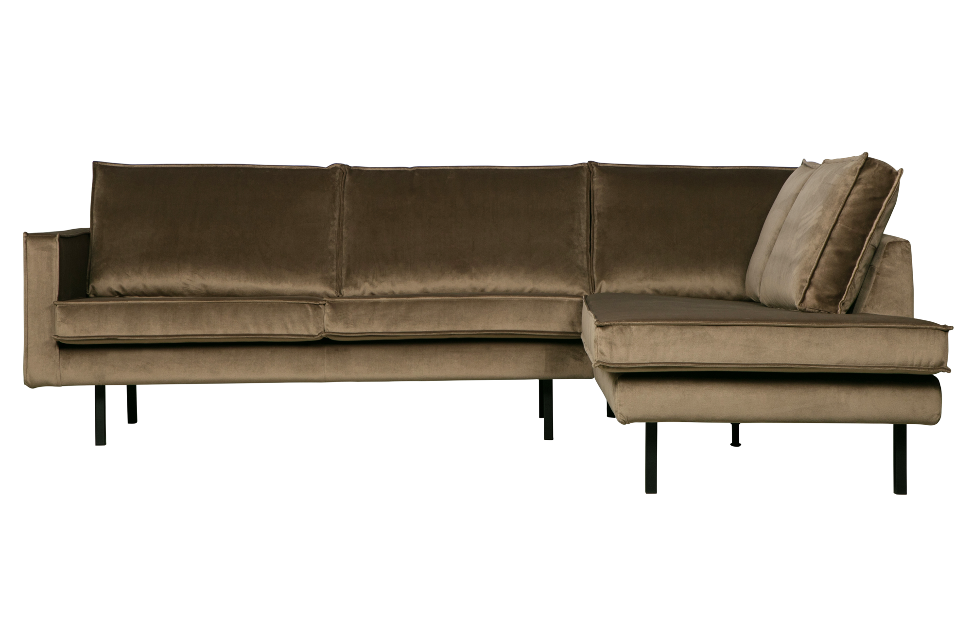 BePureHome hoekbank Rodeo fluweel Rodeo Hoekbank Fluweel Rechts - Taupe
